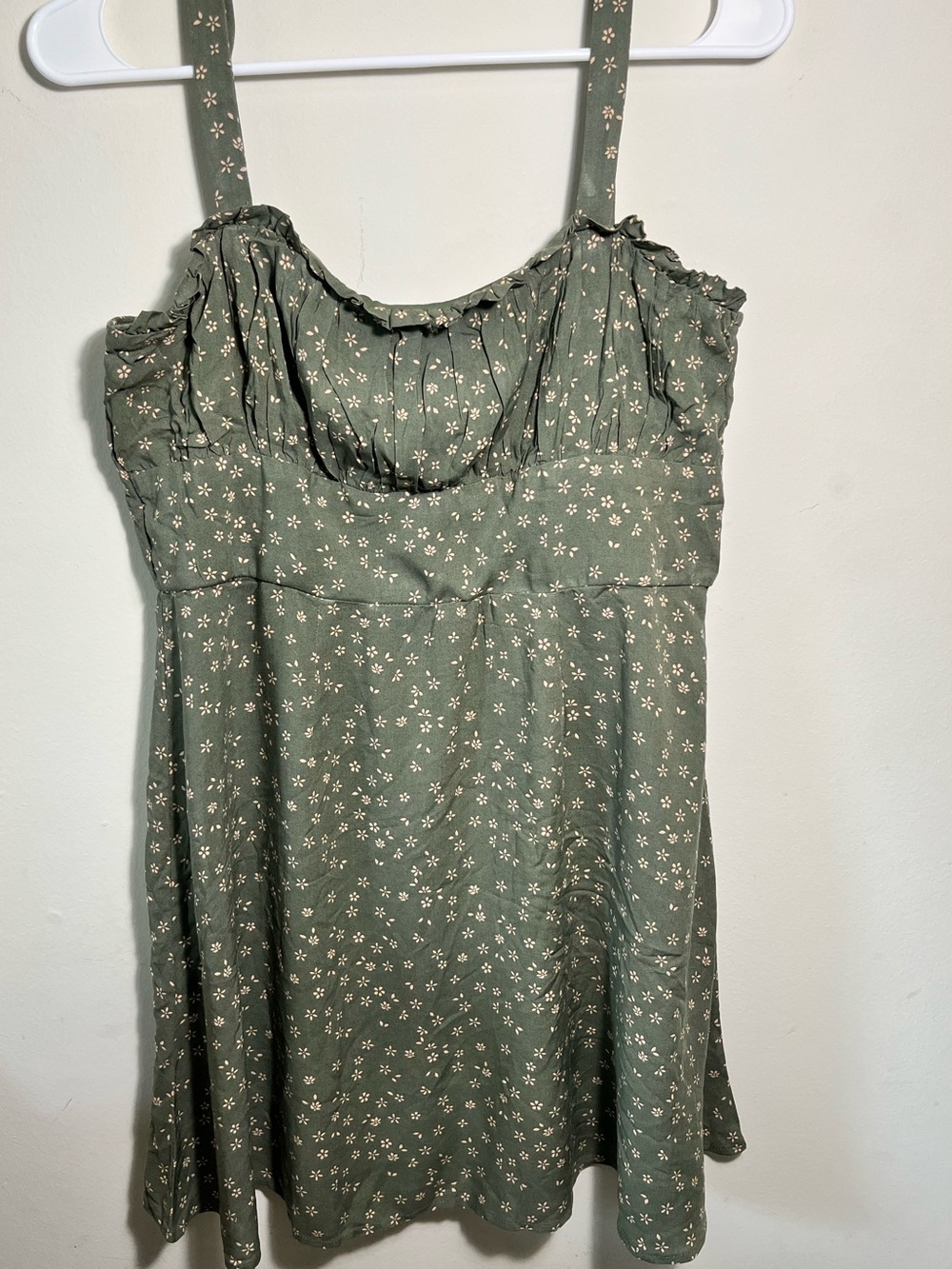 Trixxi Olive Green Floral Ruffled Sundress